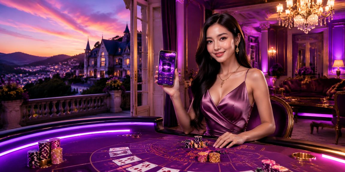 Bàn baccarat neon tại Đà Lạt về đêm, không khí sòng bạc trực tuyến