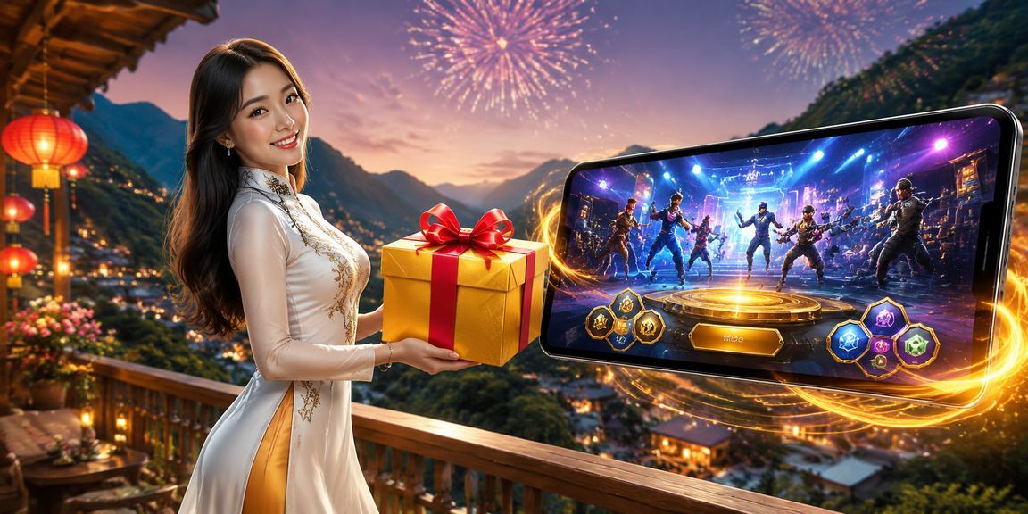 Người dùng tham gia cá cược esports tại vùng núi Sapa với trang phục áo dài truyền thống